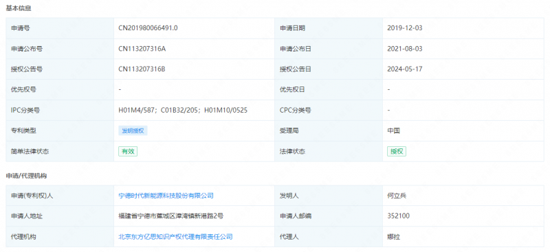 宁德时代获得实用新型专利授权：“人造石墨、二次电池、制备方法及装置”