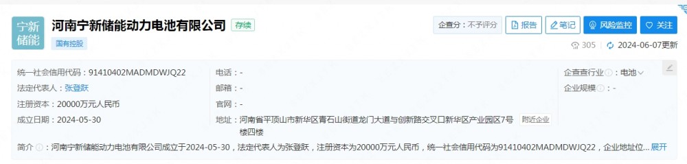 平煤神马集团、河南省汽车产投集团等出资设立动力电池公司