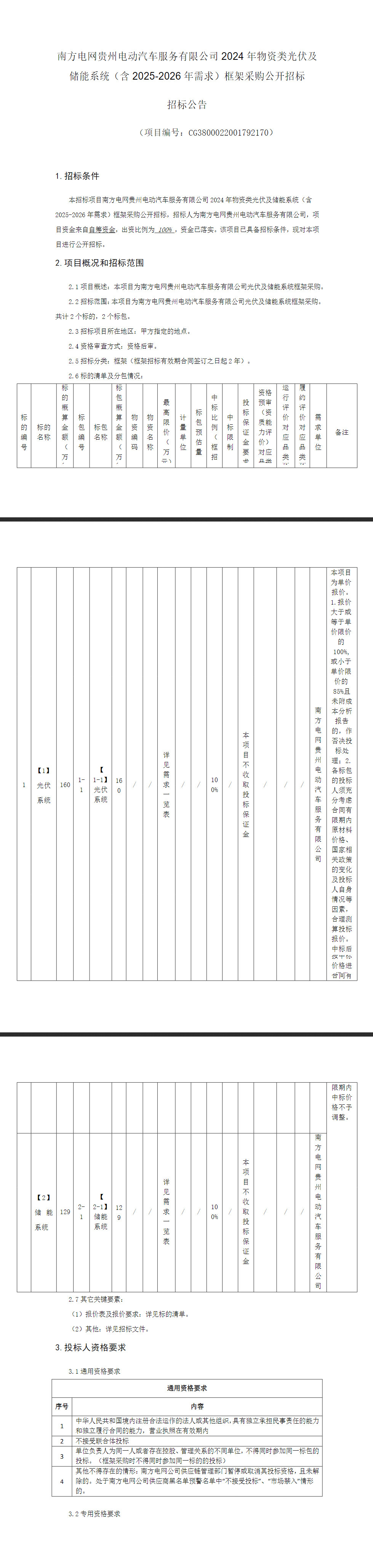 招标 | 南方电网贵州电动汽车公司2024年物资类光伏及储能系统（含2025-2