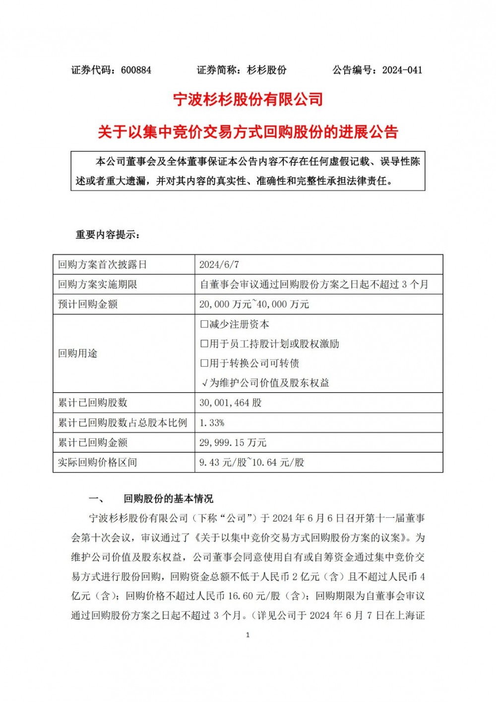 杉杉股份：累计回购股份约3000万股