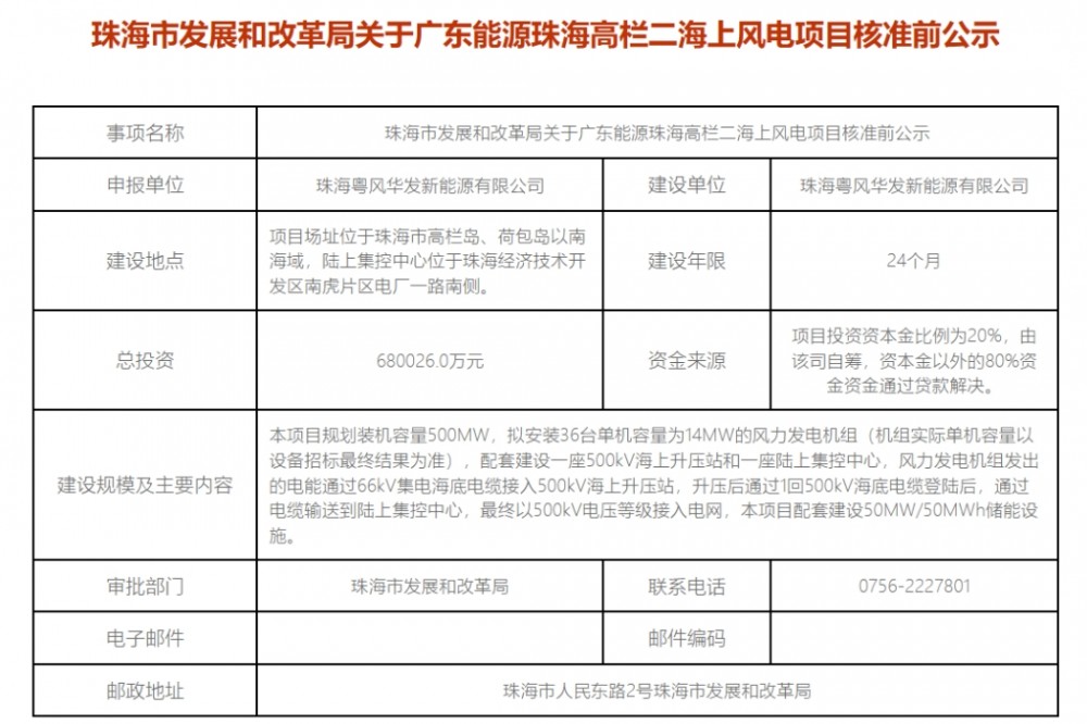 配储50MW/50MWh！500MW海上风电配储项目获批