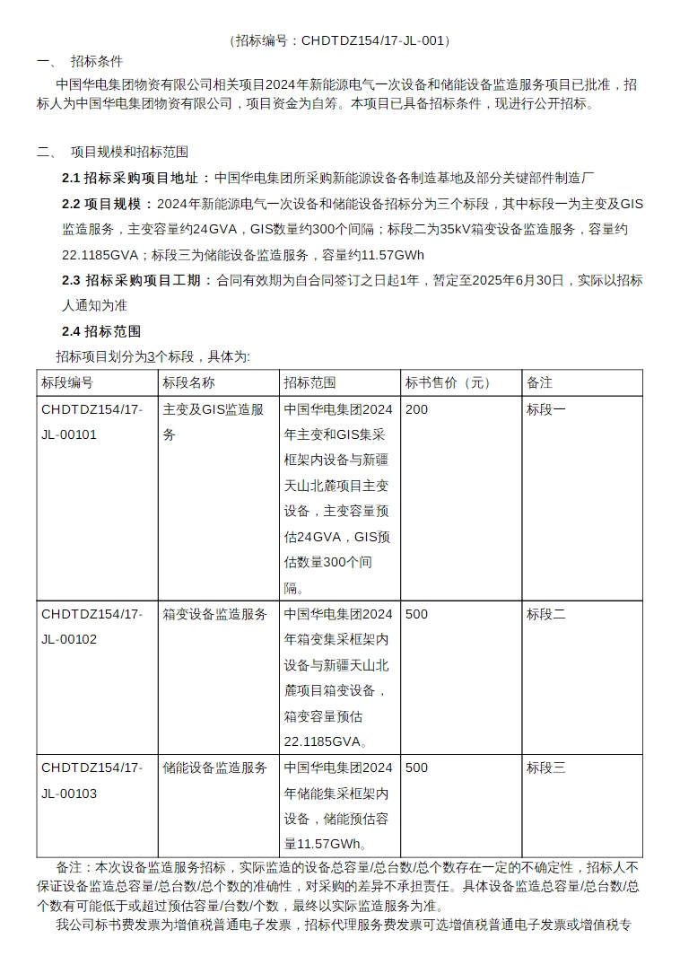 招标 | 储能预估容量11.57GWh，华电集团新能源电气一次设备和储能设备监造