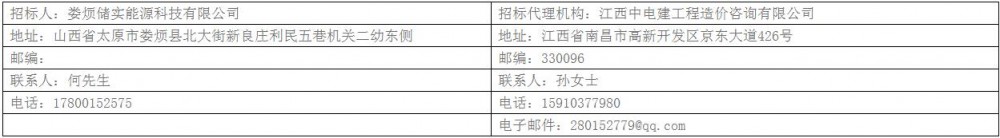 招标 | 山西娄烦新型电网侧共享储能100MW/200MWH（一期）EPC总承包