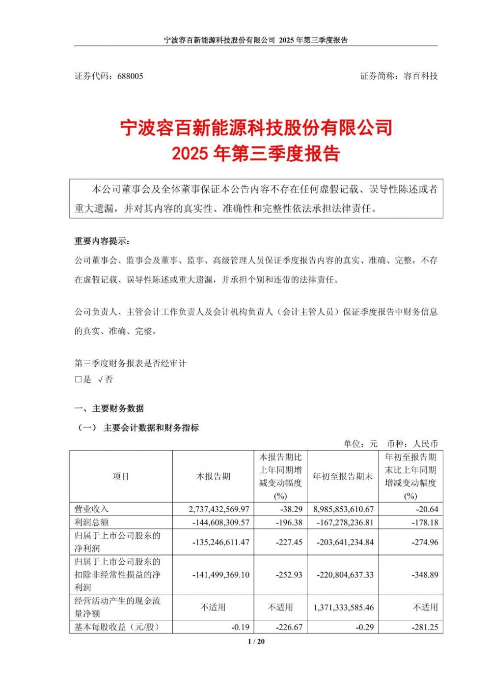 容百科技2025年前三季度实现营业总收入89.86亿元